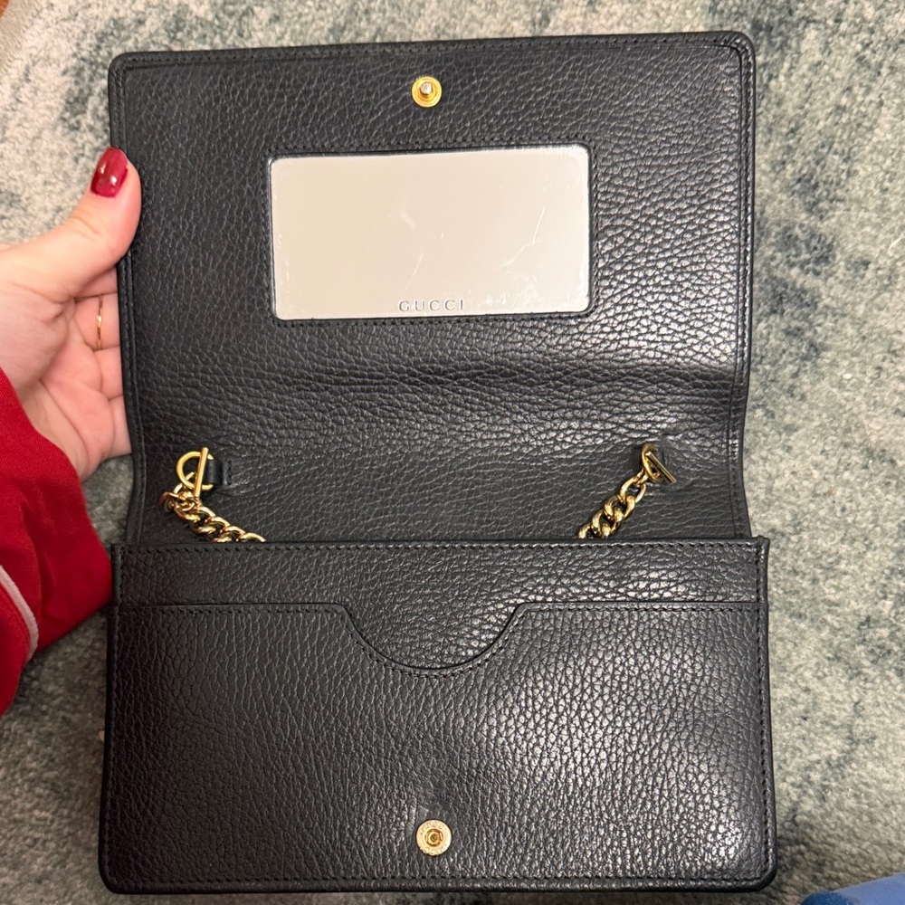 Gucci GG Marmont Black Leather Chain Wallet - Picture 3 of 5